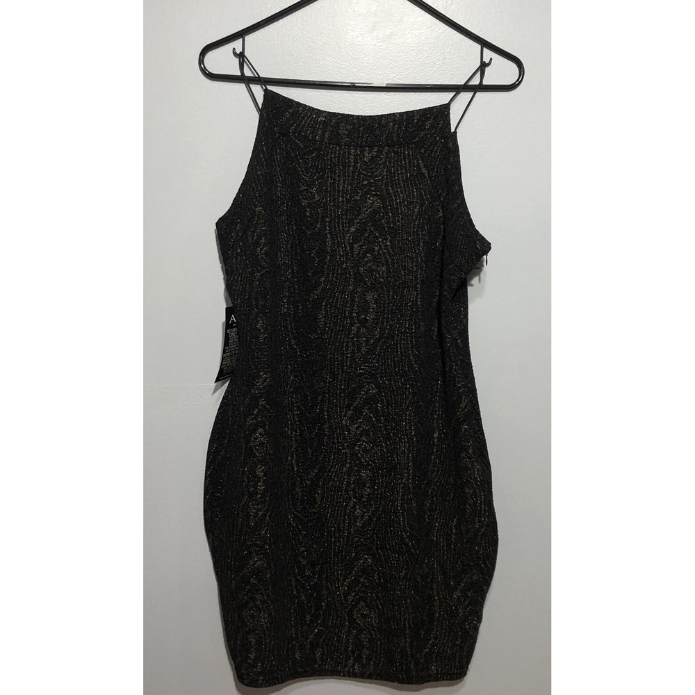 AX‎ Paris Bodycon Dress Black Gold Stretchy womens 14 Party Romantic Whimsigoth